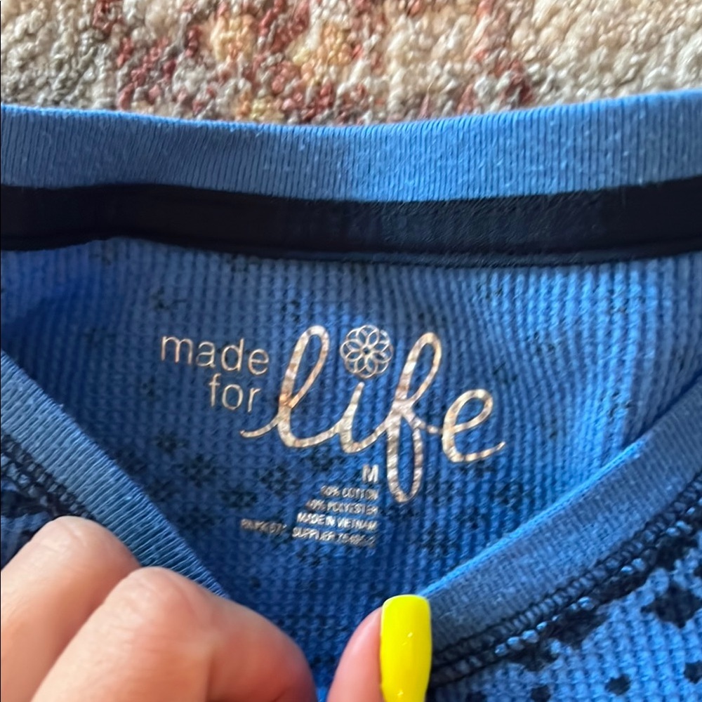 Made for Life Blue and Black Long Sleeve Tee - Picture 2 of 3